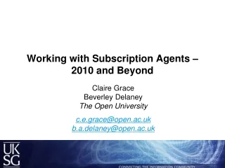 Working with Subscription Agents – 2010 and Beyond