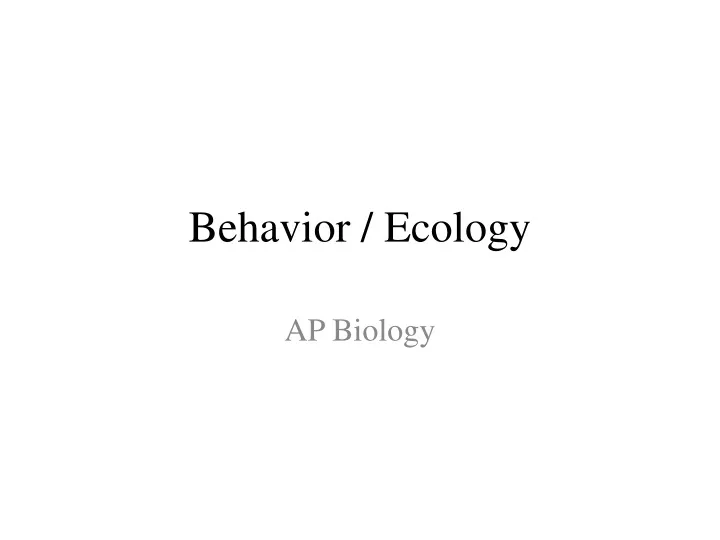 behavior ecology