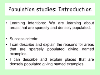Population studies: Introduction