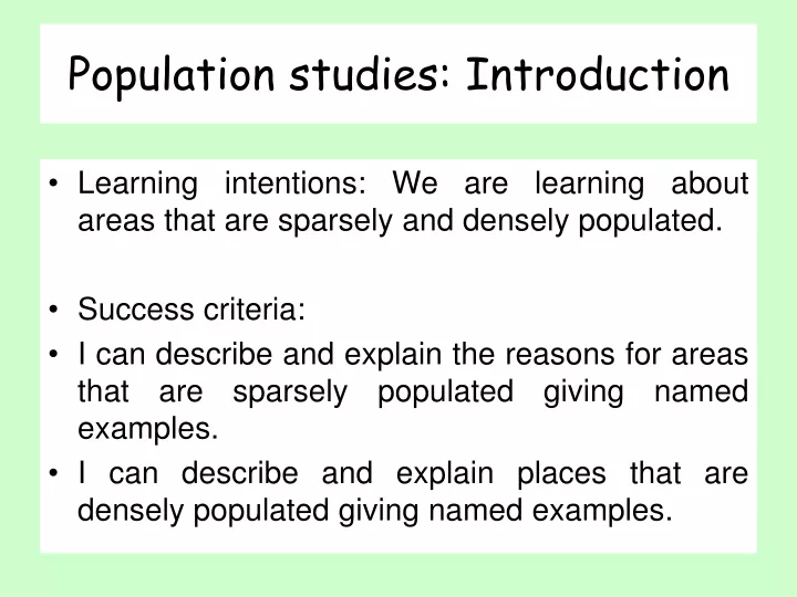 population studies introduction