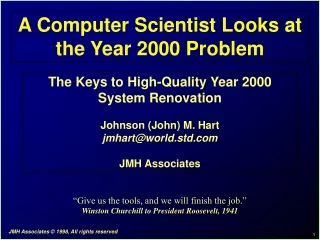 A Computer Scientist Looks at the Year 2000 Problem
