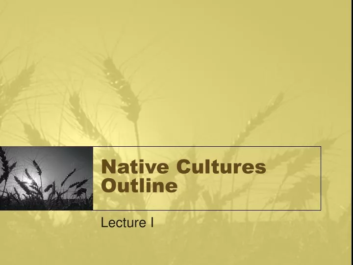native cultures outline