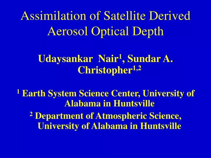 assimilation of satellite derived aerosol optical depth