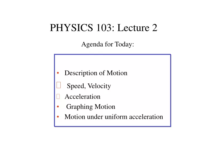 physics 103 lecture 2