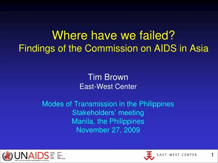 where have we failed findings of the commission on aids in asia