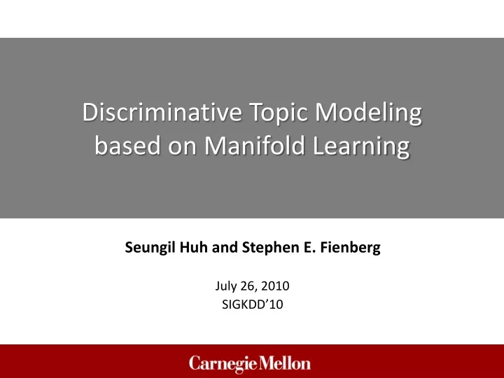 discriminative topic modeling based on manifold