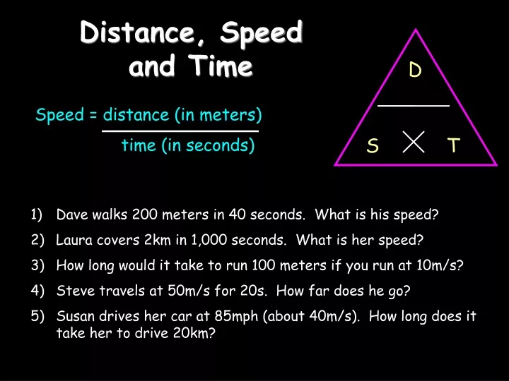 distance speed and time