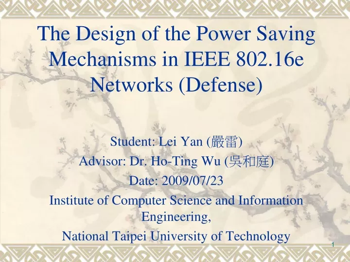the design of the power saving mechanisms in ieee 802 16e networks defense