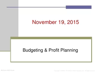 Budgeting &amp; Profit Planning