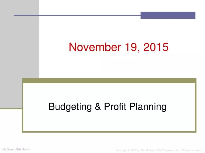 budgeting profit planning