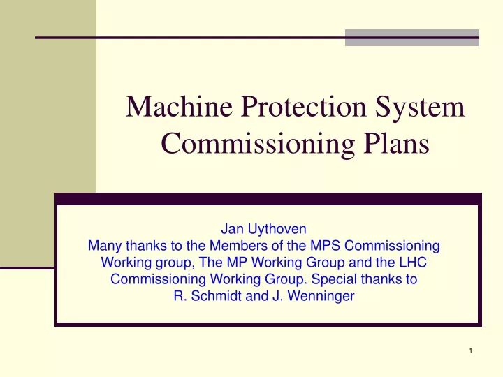 machine protection system commissioning plans