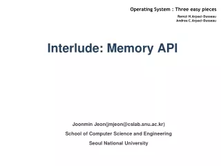 Interlude: Memory API