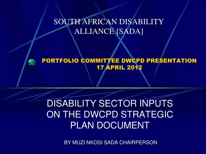 portfolio committee dwcpd presentation 17 april 2012