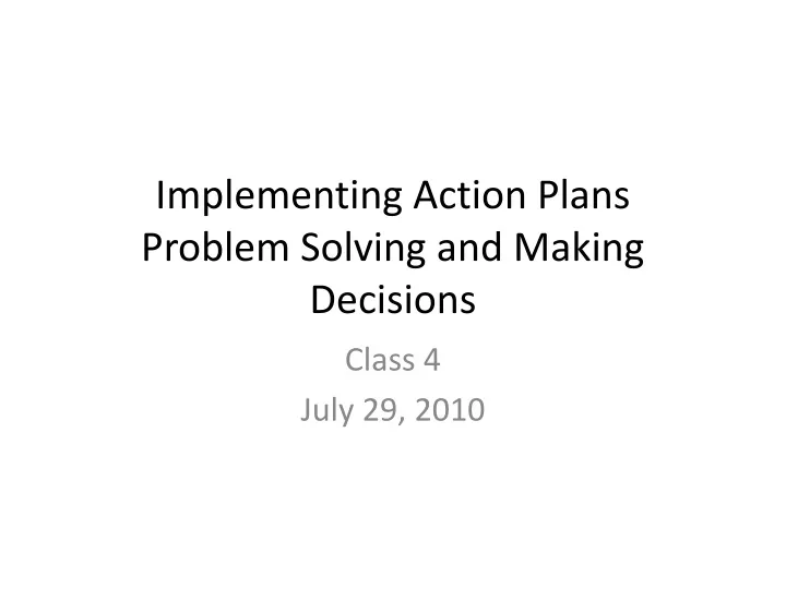 implementing action plans problem solving and making decisions