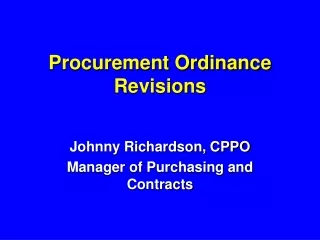 Procurement Ordinance Revisions