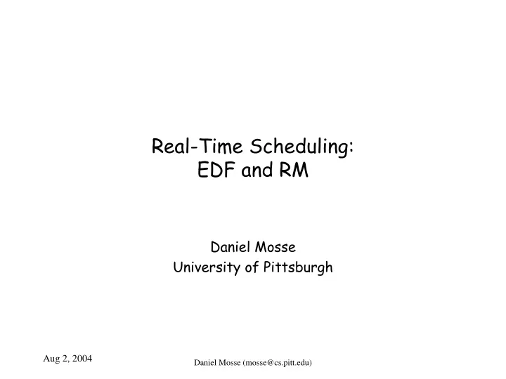 real time scheduling edf and rm