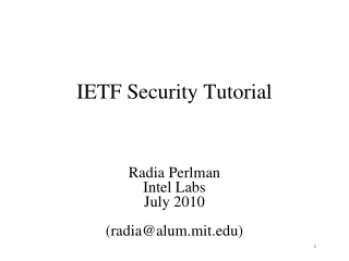 IETF Security Tutorial