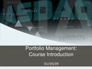 Portfolio Management:  Course Introduction