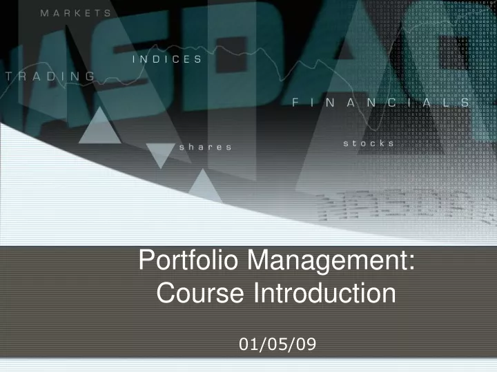 portfolio management course introduction