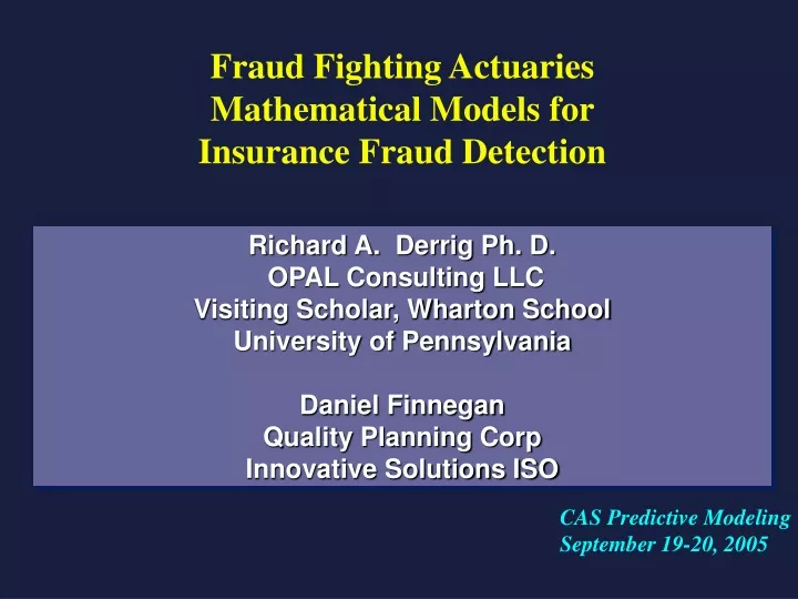 fraud fighting actuaries mathematical models