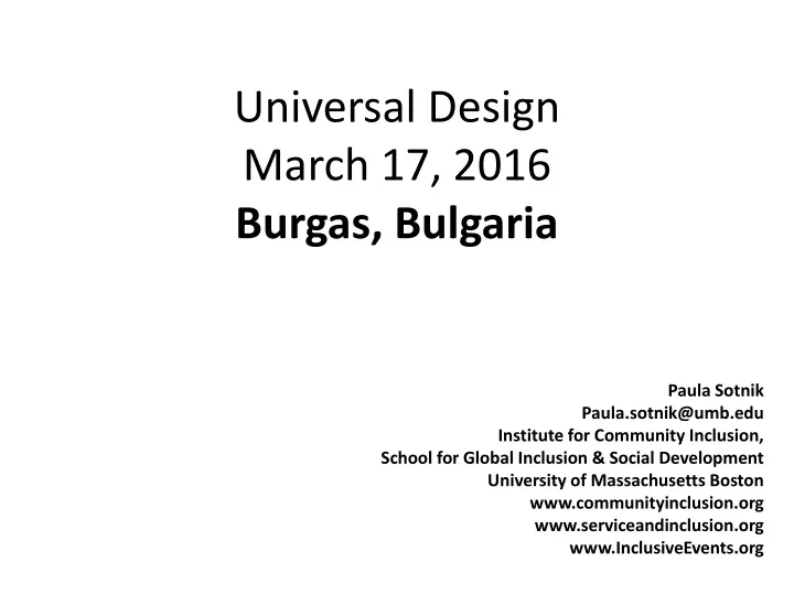 universal design march 17 2016 burgas bulgaria