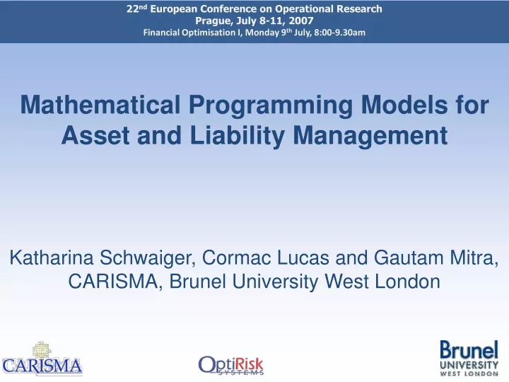 mathematical programming models for asset