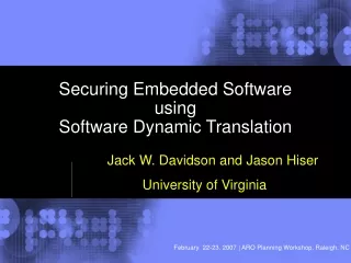 Securing Embedded Software using Software Dynamic Translation