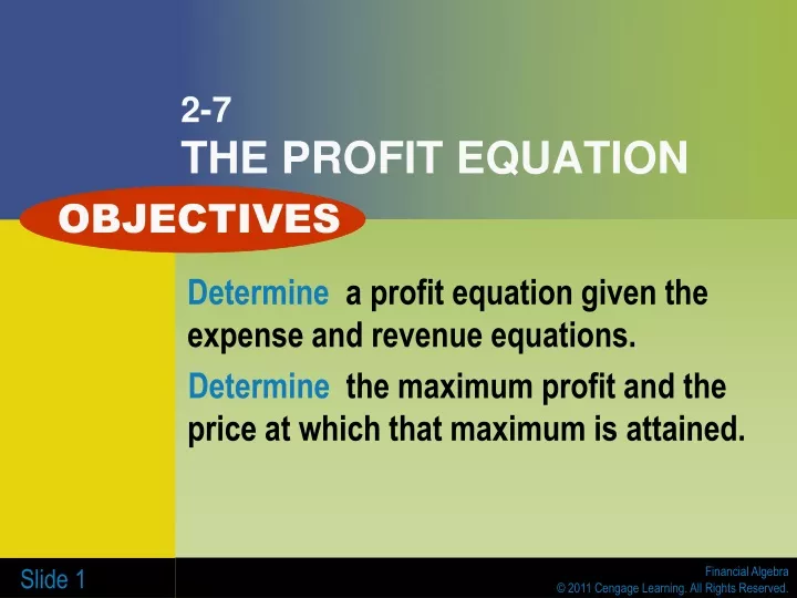 2 7 the profit equation