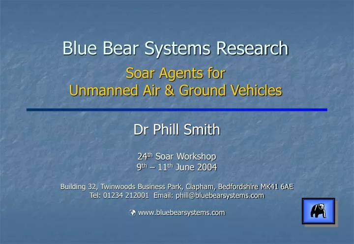blue bear systems research soar agents for unmanned air ground vehicles