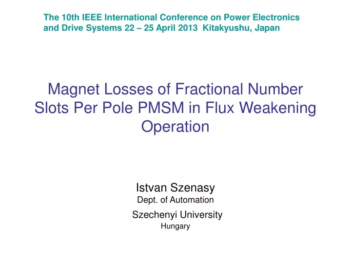 magnet losses of fractional number slots per pole pmsm in flux weakening operation