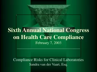 Compliance Risks for Clinical Laboratories