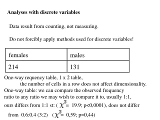 Anal yses with discrete variables