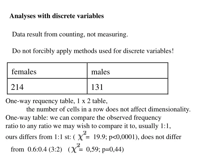 anal yses with discrete variables