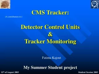 CMS Tracker: Detector Control Units  &amp; Tracker Monitoring