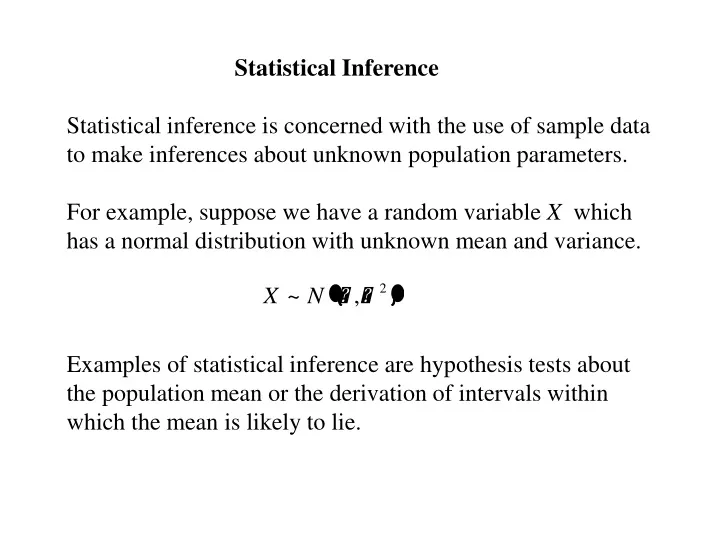 statistical inference statistical inference