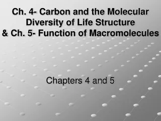 Ch. 4- Carbon and the Molecular Diversity of Life Structure  &amp; Ch. 5- Function of Macromolecules