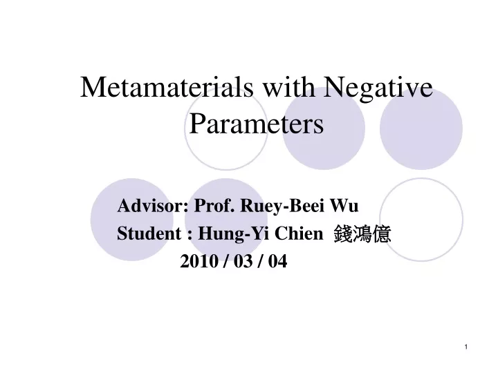 metamaterials with negative parameters