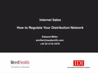 Internet Sales How to Regulate Your Distribution Network