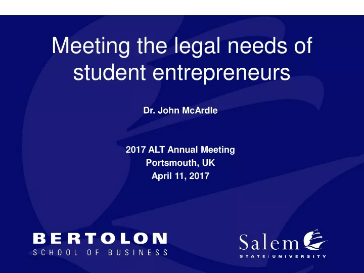 meeting the legal needs of student entrepreneurs