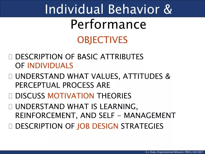 individual behavior performance