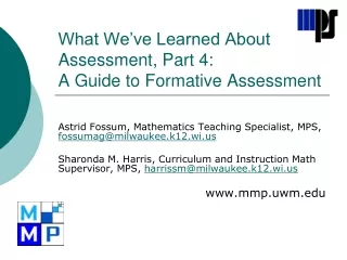 What We’ve Learned About Assessment, Part 4:   A Guide to Formative Assessment