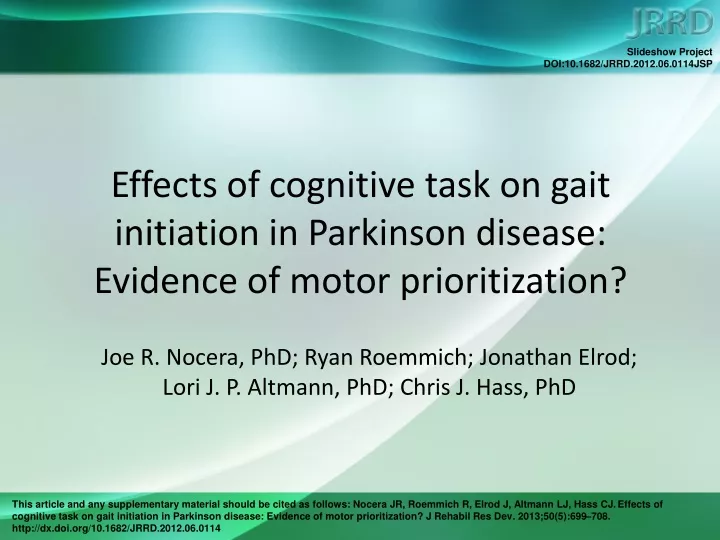 effects of cognitive task on gait initiation in parkinson disease evidence of motor prioritization