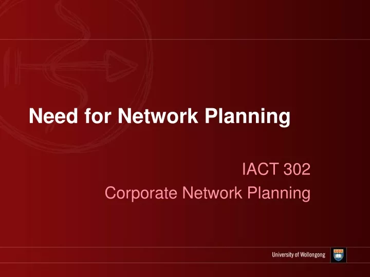 need for network planning
