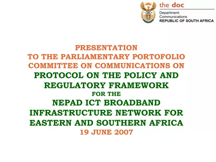 presentation to the parliamentary portofolio