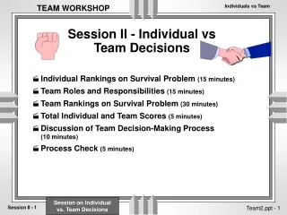 Session II - Individual vs  Team Decisions