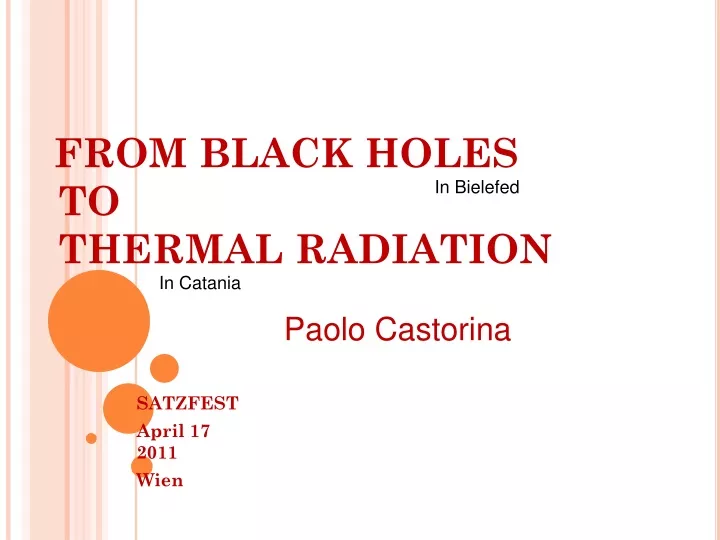 from black holes to thermal radiation