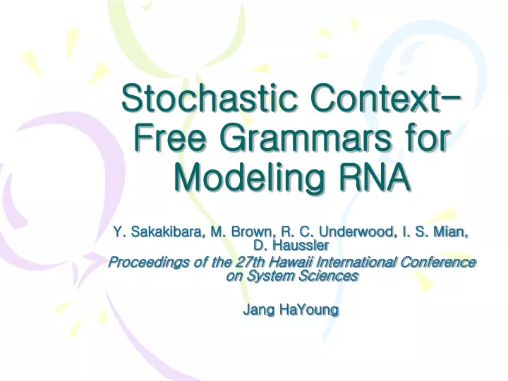 stochastic context free grammars for modeling rna