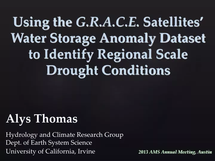 using the g r a c e satellites water storage