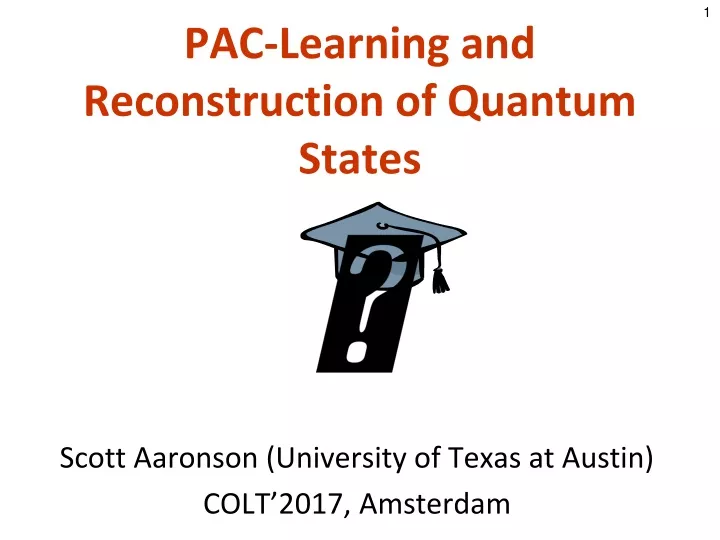 pac learning and reconstruction of quantum states