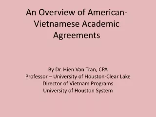 An Overview of American-Vietnamese Academic Agreements